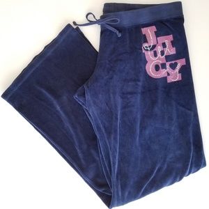Juicy Couture Jumpsuit Velour Pants w Crystals